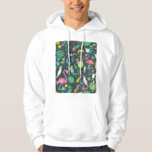 Tropical Birds Drinks: Vibrant Seamless. Hoodie