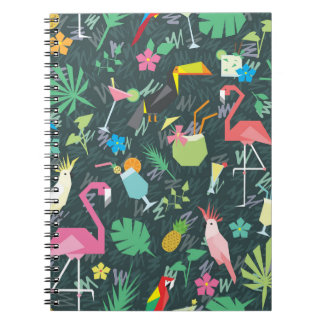 Tropical Birds Drinks: Vibrant Seamless. Notebook