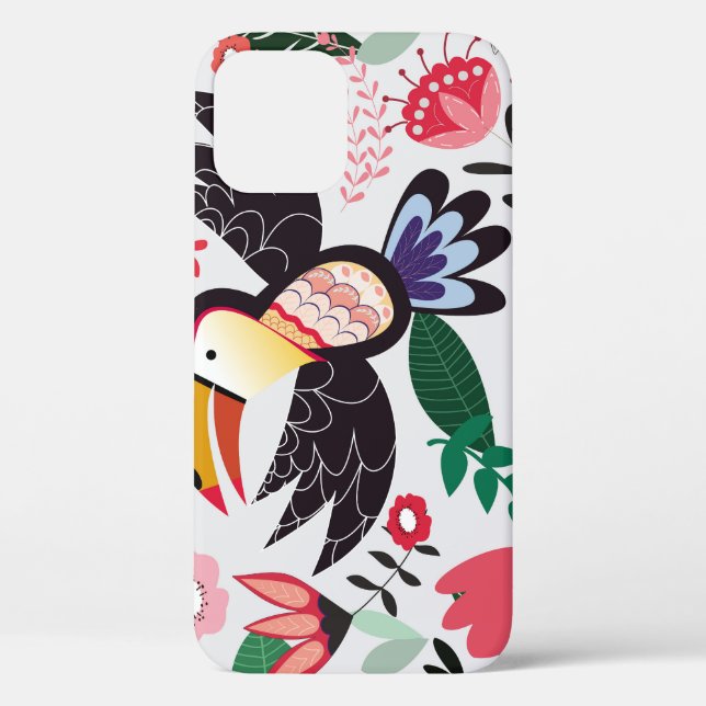 Tropical birds, floral doodle pattern. Case-Mate iPhone case (Back)