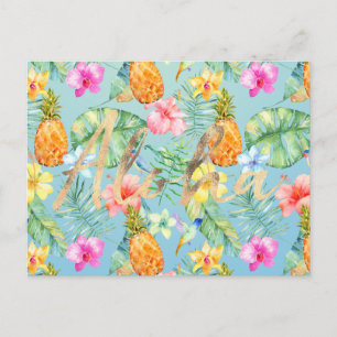 Tropical Birds Floral Gold Aloha Postcard