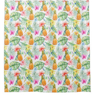 Tropical Birds Floral Shower Curtain