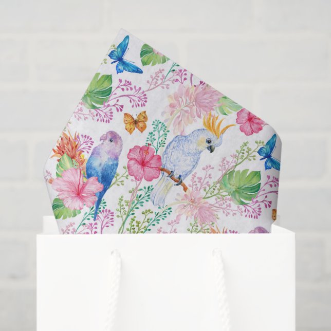 Tropical birds flowers beach party tissue paper (Gift Bag)