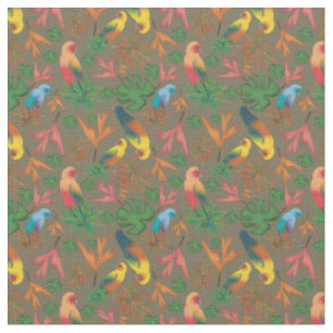 Tropical Birds Green Floral Pattern Fabric