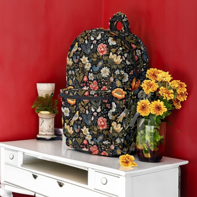 Tropical Birds in a Night Garden Printed Backpack (Creator Uploaded)