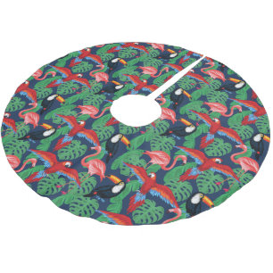 Tropical Birds In Bright Colours Brushed Polyester Tree Skirt