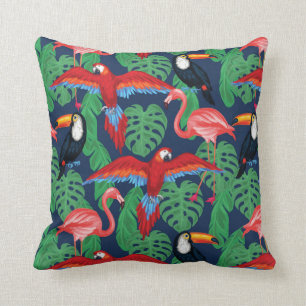 Tropical Birds In Bright Colours Cushion