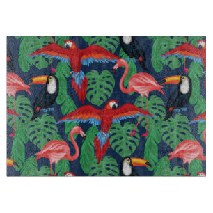 Tropical Birds In Bright Colours Cutting Board