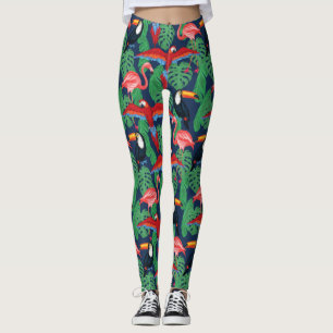 Tropical Birds In Bright Colours Leggings