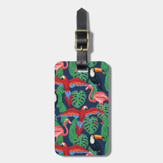 Tropical Birds In Bright Colours Luggage Tag (Front Vertical)