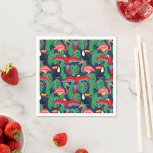 Tropical Birds In Bright Colours Napkin