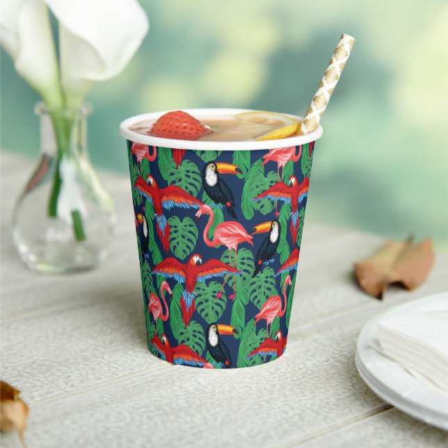 Tropical Birds In Bright Colours Paper Cups (Insitu)