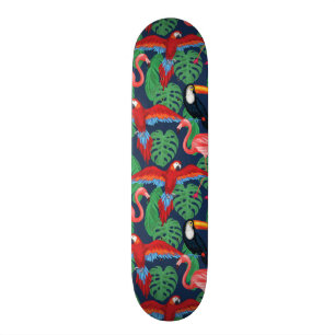 Tropical Birds In Bright Colours Skateboard