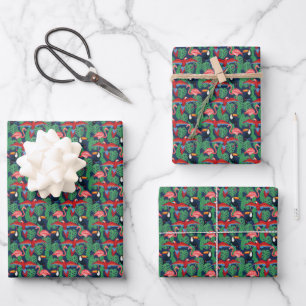 Tropical Birds In Bright Colours Wrapping Paper Sheet