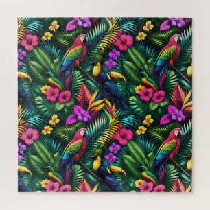 Tropical Birds Jungle Dreams Seamless Surface Patt Jigsaw Puzzle