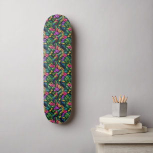 Tropical Birds Jungle Dreams Seamless Surface Patt Skateboard