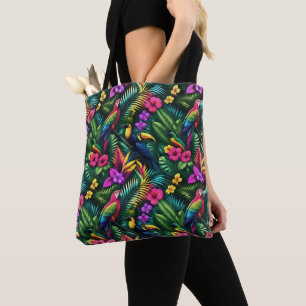 Tropical Birds Jungle Dreams Seamless Surface Patt Tote Bag