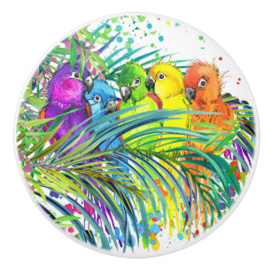 Tropical Birds of a Feather 2 Ceramic Knobs