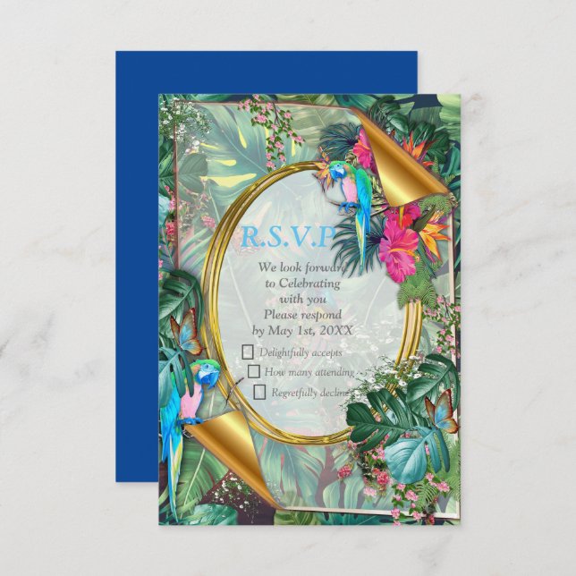 Tropical Birds of Paradise  RSVP Card (Front/Back)