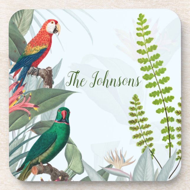 Tropical Birds Parrots & Foliage  Coaster (Front)