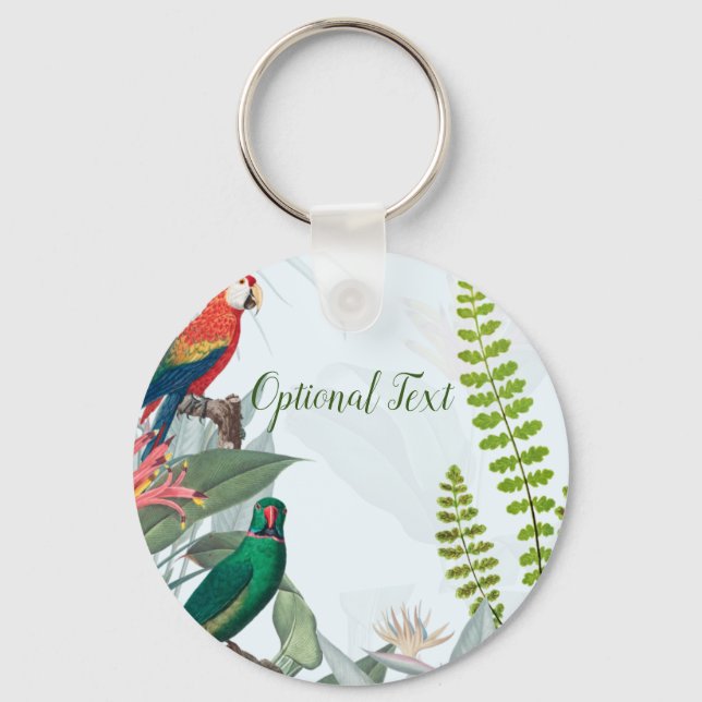 Tropical Birds Parrots & Foliage  Key Ring (Front)