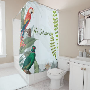 Tropical Birds Parrots & Foliage  Shower Curtain