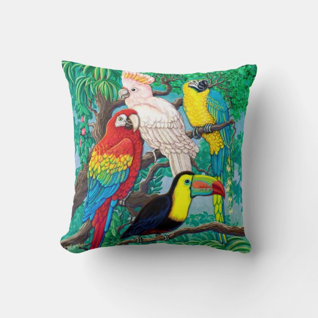Tropical Birds Pillow (Front)