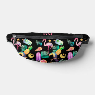 Tropical Birds Pineapple Pattern Bum Bags