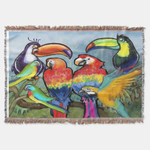 Tropical Birds Throw Blanket