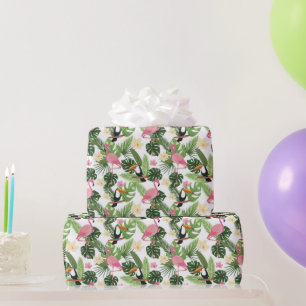 Tropical Birds Tropical Leaves Floral Pattern Wrapping Paper