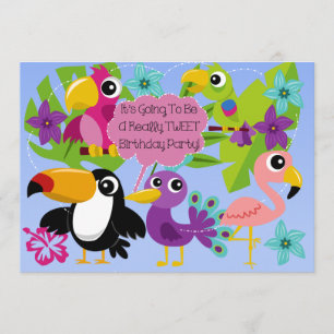 Tropical Birds Tweet Birthday Invitation