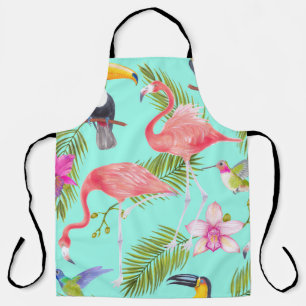 Tropical birds: watercolor seamless pattern. apron