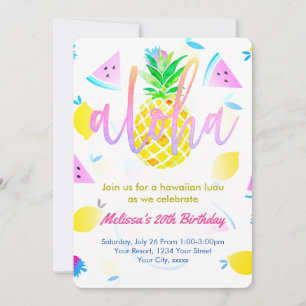 tropical birthday party aloha script invitation