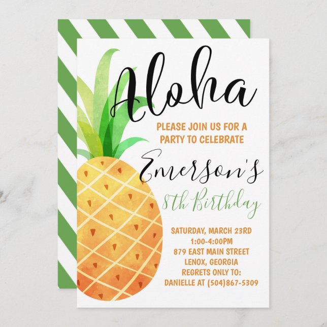 Tropical Birthday Party Invitation (Front/Back)