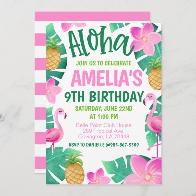 Tropical Birthday Party Invitation (Front/Back)