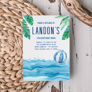 Tropical Birthday Pool Party Invitation
