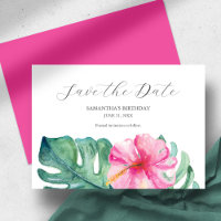Tropical Birthday Save The Date Cards