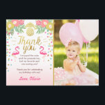 Tropical Birthday Thank You Card Luau Flamingo<br><div class="desc">♥ A beautiful way to thank your guests!</div>