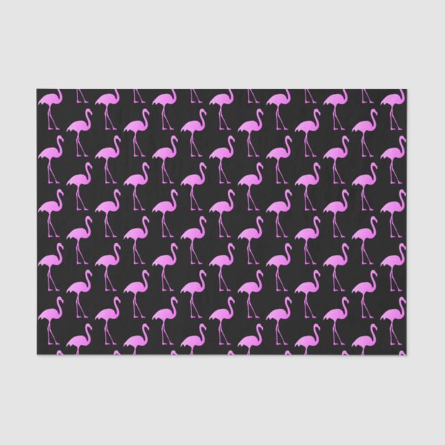 Tropical black and pink flamingo pattern tissue paper (Front)
