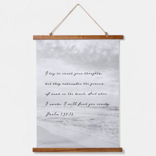 Tropical Black and White Beach Waves Psalm Bible Hanging Tapestry