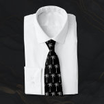 Tropical Black and White Palm Tree Pattern Tie<br><div class="desc">This cool tropical tie features an artistic white palm tree pattern over a black background on the front and solid black background on the back.</div>