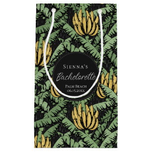 Tropical Black Banana Leaves Bachelorette Small Gift Bag