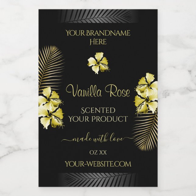 Tropical Black Gold Product Label Hawaiian Flowers (Single Label)