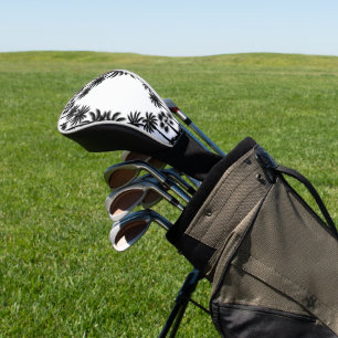 Tropical Black Palm Trees Silhouette Golf Head Cov Cover