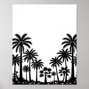 Tropical Black Palm Trees Silhouette Poster Print