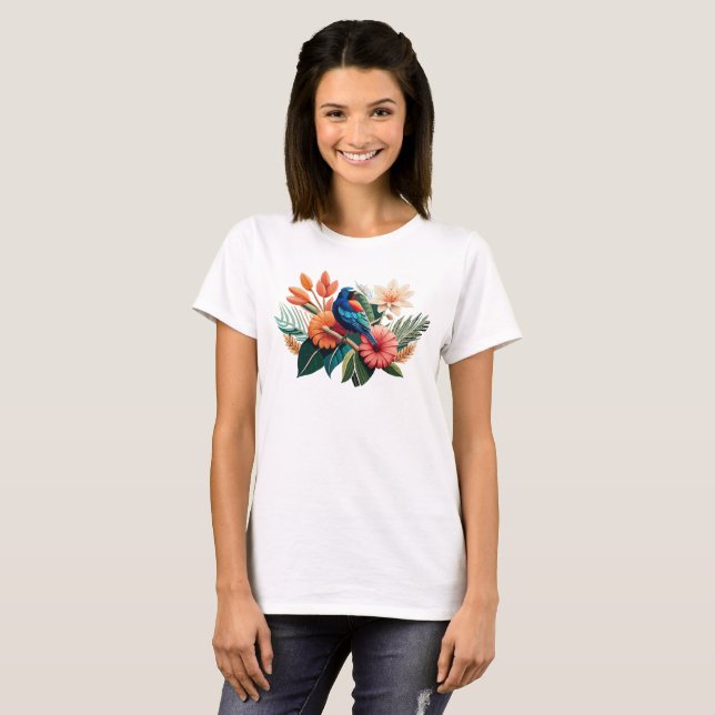 Tropical Bliss: A Vibrant Fusion of Flora T-Shirt (Front Full)