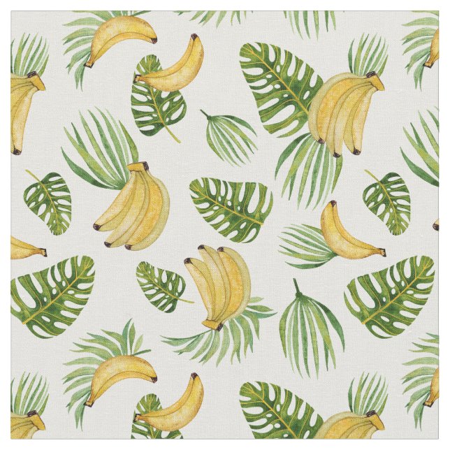 Tropical Bliss: Bananas and Exotic Plants Fabric (Close Up)