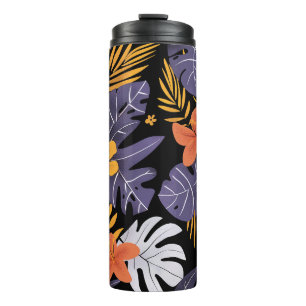 Tropical Bliss: Bold Floral Paradise Pattern Thermal Tumbler