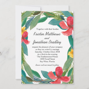 Tropical Bliss Watercolor Floral Wedding Invitation