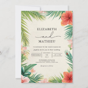 Tropical Bloom Arch Romantic Wedding Invitation