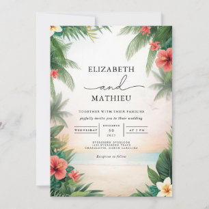 Tropical Bloom Arch Wedding Invitation